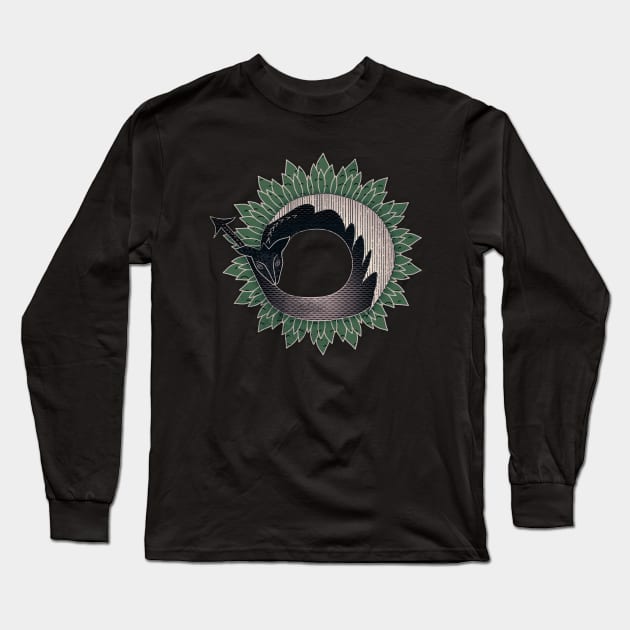 Black Dragon, Green Flame Long Sleeve T-Shirt by Sybille